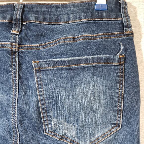 Mudd Y2K Women’s Sz 5 Skinny Jeans Dark Wash Stretch Distressed Denim Y2K Torn - Picture 2 of 10